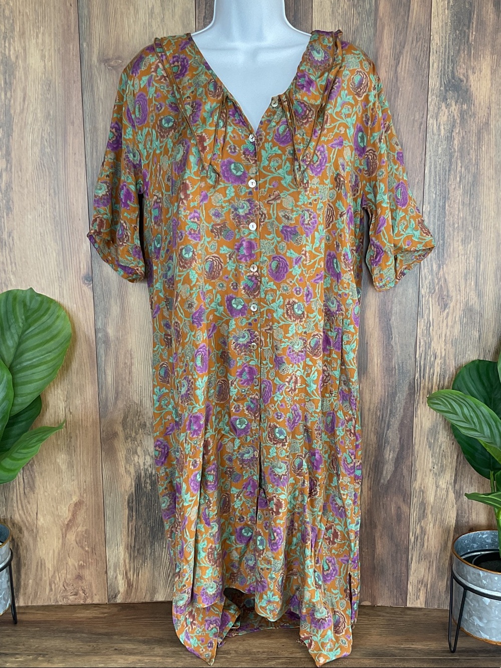 Little Journey Chicago Button-Front Retro Midi Dress M      149B